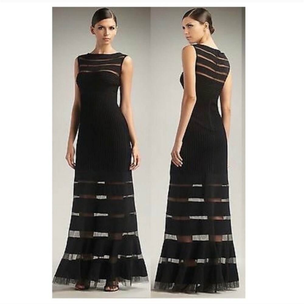 Tadashi Shoji Illusion Mesh Gown XS 69799L - Picture 2 of 8